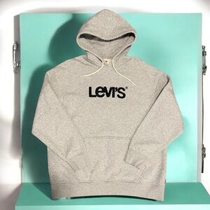 Levi's Men's Gray Graphic Hoodie Sweatshirt Size L Relaxed Fit